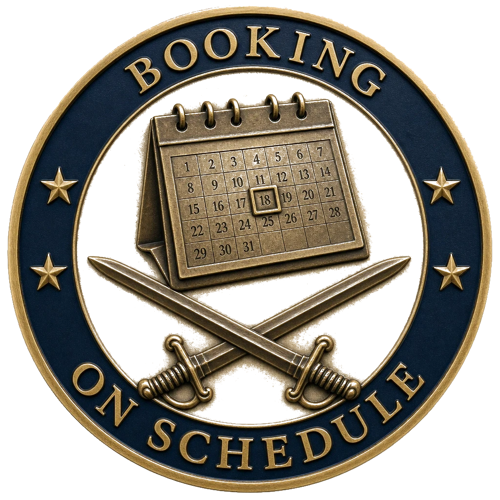 Challenge coin: booking and scheduling calendar