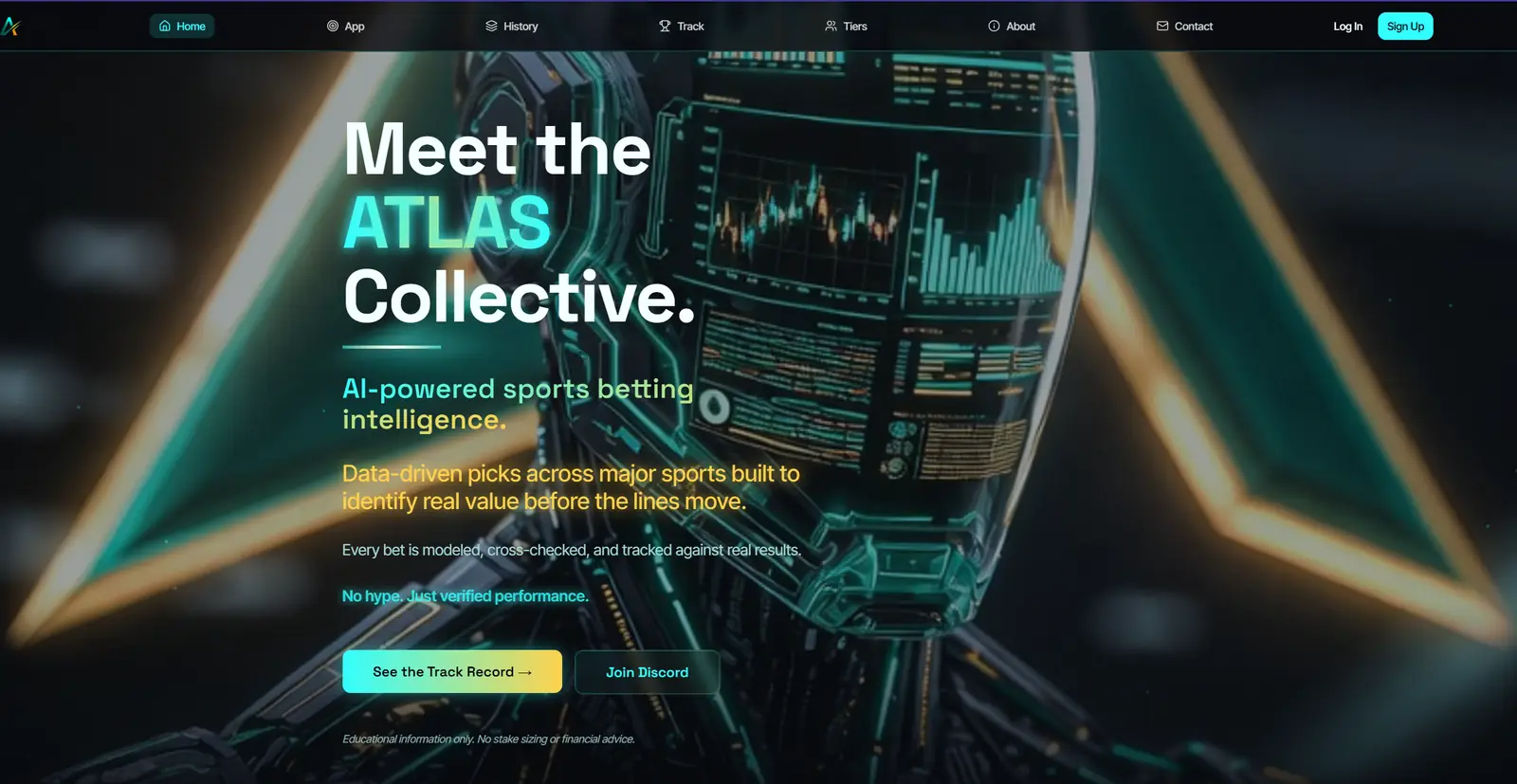 ParlayAI website screenshot showing the dark-themed sports analytics dashboard with real-time picks, multi-sport filtering, and subscription-driven UI